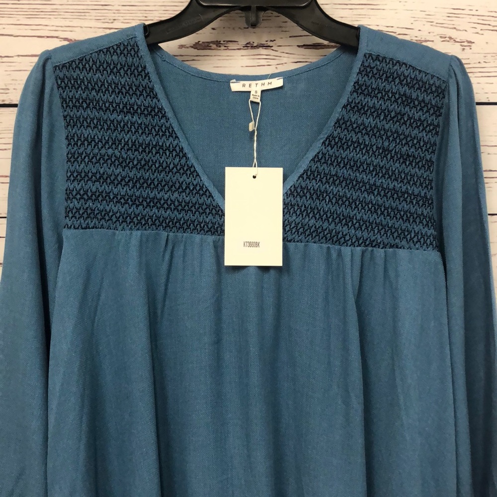 RETHM cornflower “denim” blue peasant top - Picture 2 of 5